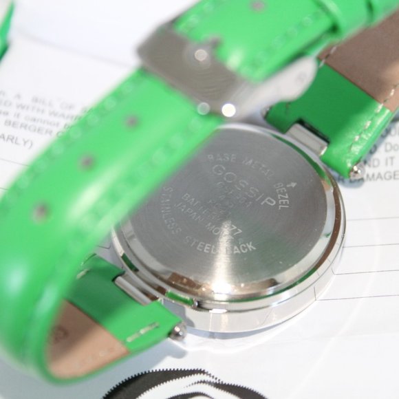 Green White Gossip Watch With Matching Box By M.Z.Berger - Picture 4 of 6